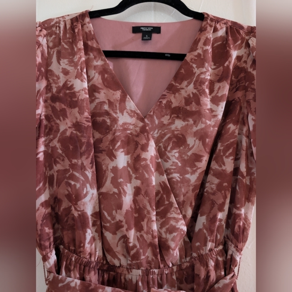 Simply Vera Vera Wang Pink Floral Midi Dress - Picture 6 of 12